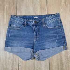 BDG Urban Outfitters Mid Rise Shortie Denim Shorts Womens 27 Blue Cuffed